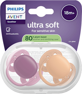 PHILIPS AVENT Sucette ultra soft silicone, rose/abricot, dès 18 mois (2 pièces)