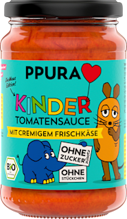 PPURA Sauce tomate avec fromage frais crémeux pour enfants (340 g)