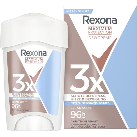 Rexona Crème déodorante antitranspirante Maximum Protection Clean Scent (45 ml)