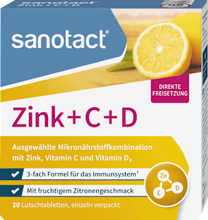 sanotact Zink + C + D pastilles à sucer (20 pièces, 34 g)