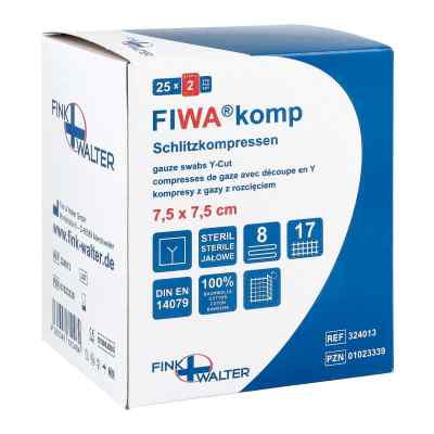 Fink & Walter Compresses fendues 7,5x7,5 cm, 8 plis, stériles (25x2 pièces)
