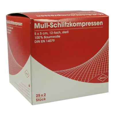 Draco compresses fendues en gaze stériles 5x5cm 12 plis (25x2 pièces)