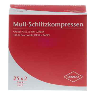 Draco sterile 12-ply slit gauze swabs 7.5 x 7.5 cm (25x2 pieces)