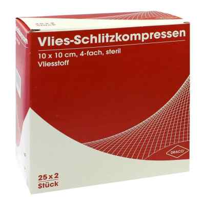 Dr. Ausbüttel Compresses fendues en non-tissé 10x10 cm, 4 plis, stériles (25x2 pièces)