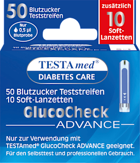 Testa med Glucocheck ADVANCE coffret combiné 50 bandelettes de glycémie + 10 lancettes