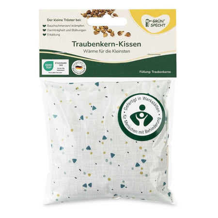GRÜNSPECHT Coussin de noyaux de raisin 12 x 12 cm, triangles Frosty vert (1 pièce)
