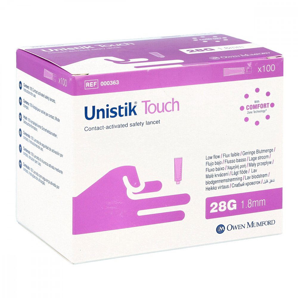 Unistik Touch 28 G Lancettes de sécurité (100 pièces)