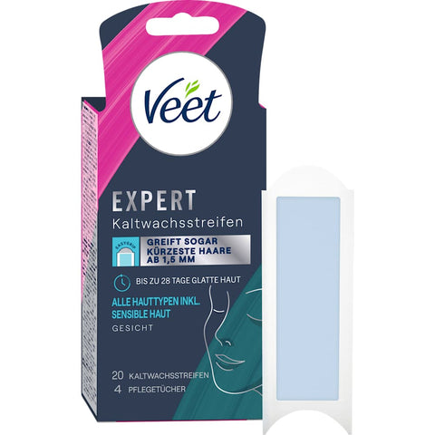 Veet Expert bandelettes de cire froide visage (20 pièces)