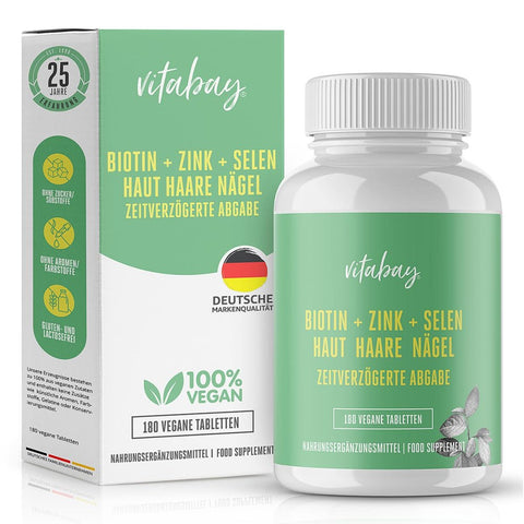 Vitabay D-Biotin 10 mg Depot + Selenium 110 mcg + Zinc 10 mg Tablets (180 tablets)