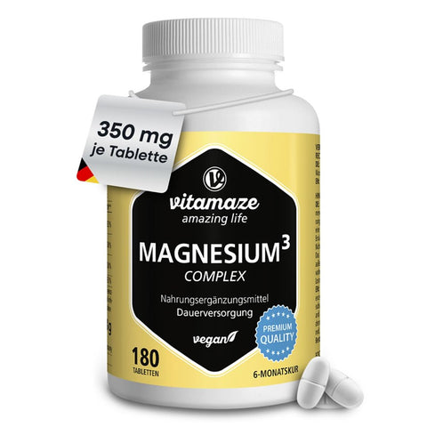 Vitamaze Magnésium 350 mg complexe citrate/oxyde/carbonate vegan (180 comprimés)