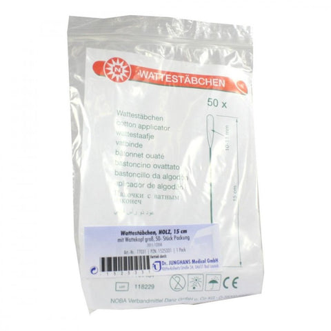 Dr. Junghans Medical bâtonnets de coton en bois 15 cm grosse tête (50 pièces)
