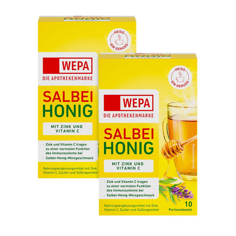 WEPA sauge + miel + vitamine C + zinc double paquet (2 x 10 x 10 g)