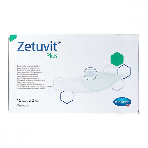 Zetuvit Plus extra-absorbent sterile pads 10x20 cm (10 pieces)
